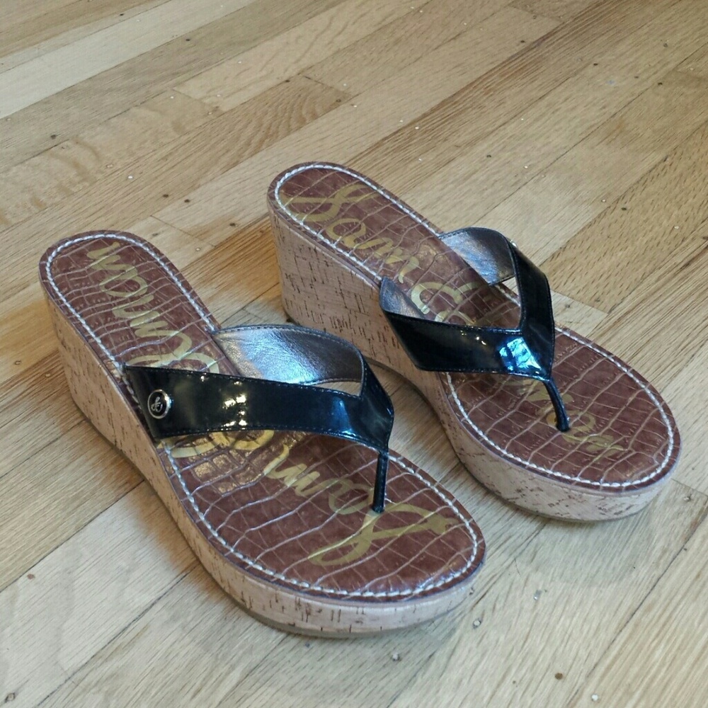 Sam Edelman Black Wedge Sandals